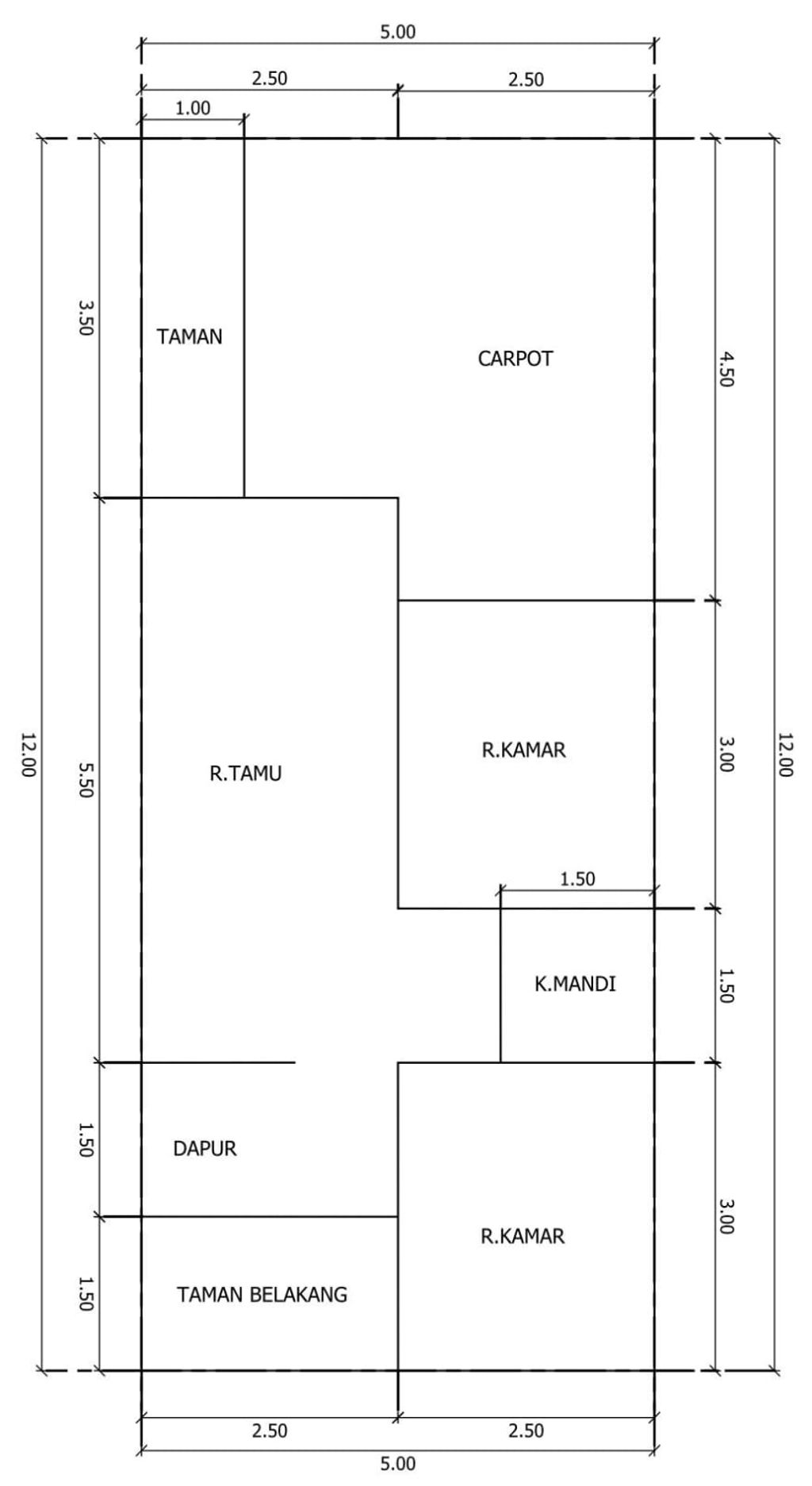 foto denah rumah tipe 36/72 perumahan Sheikha Barsia
