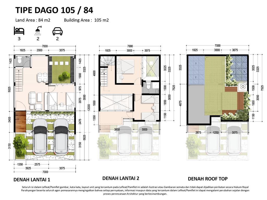foto denah rumah tipe Dago 105/79 perumahan Royal Parahyangan