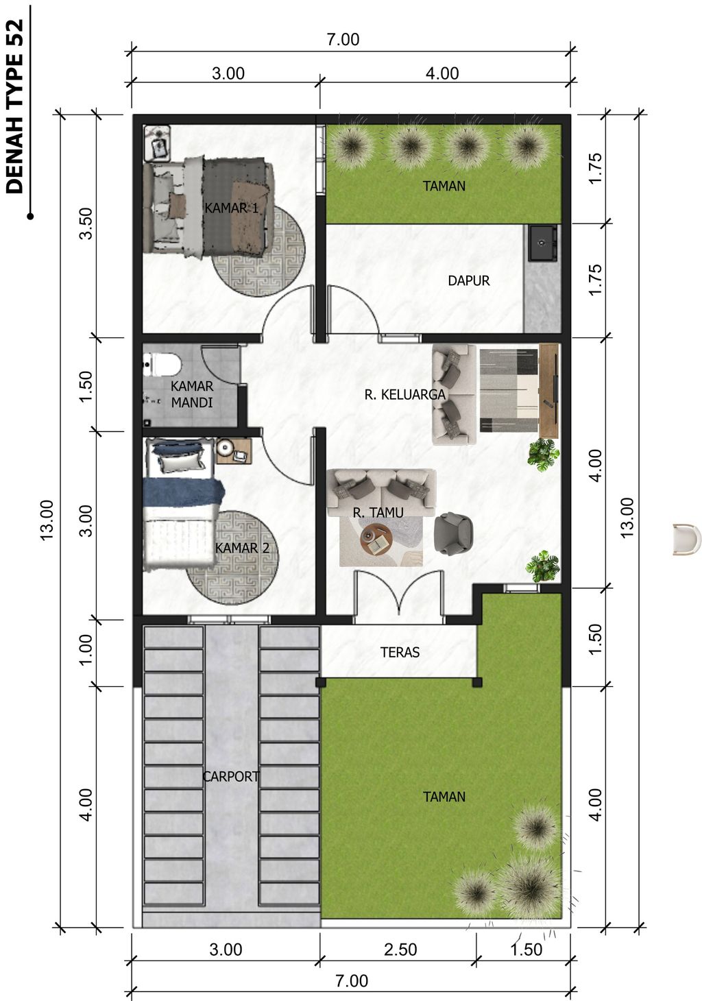 foto denah rumah tipe 52/148 Violet perumahan VERONA HILLS CLUSTER VIOLET