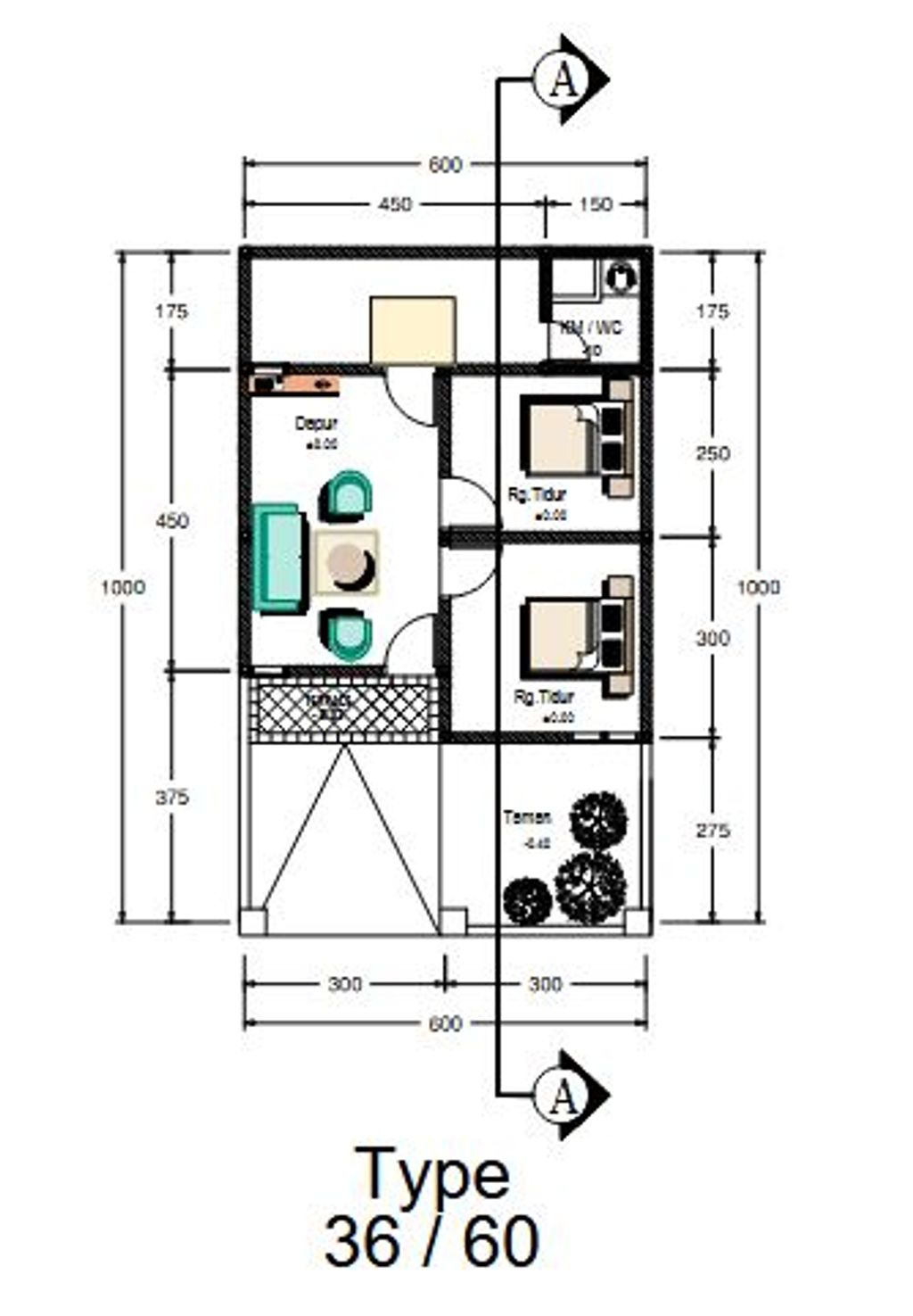 foto denah rumah tipe 36 perumahan ROYAL MANGKUBUMI