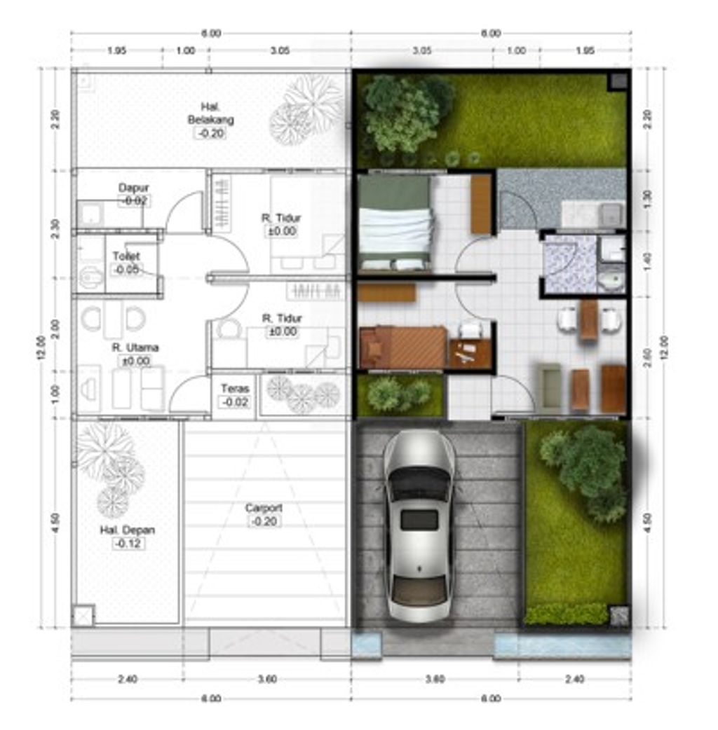 foto denah rumah tipe 25/144 perumahan Bumi Karya Indah