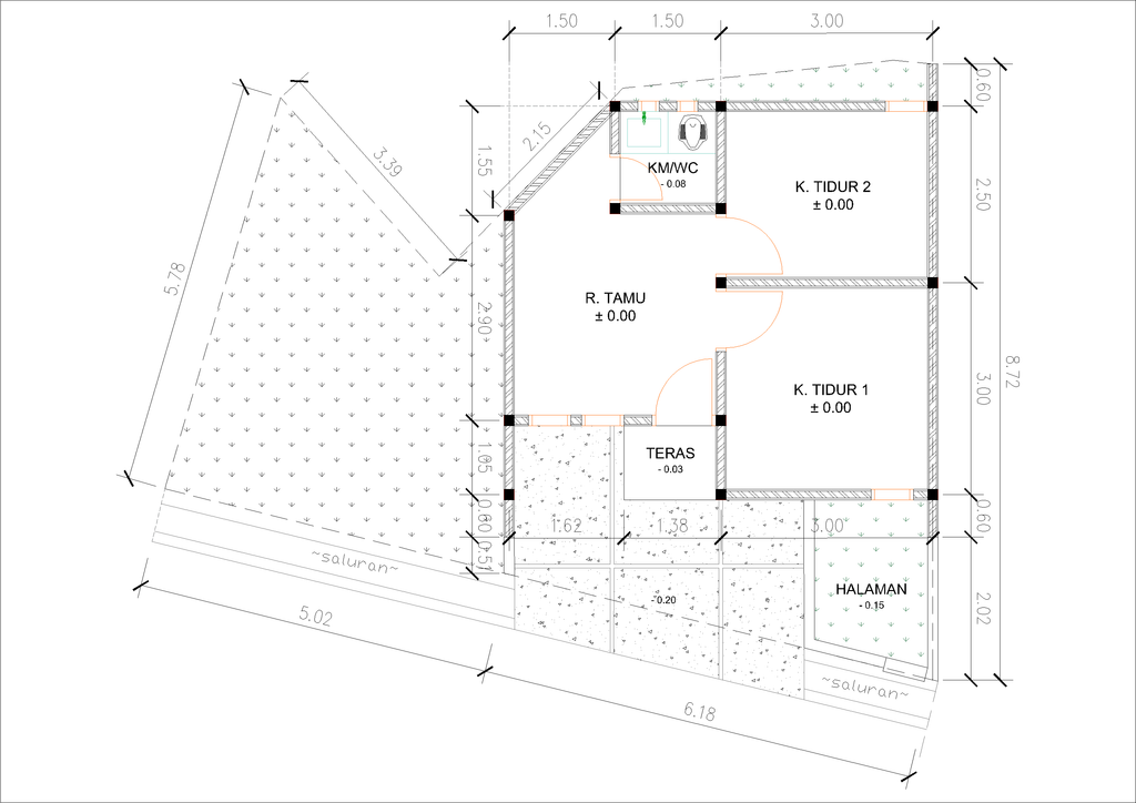 foto denah rumah tipe C10A-5 (Al-2025) perumahan Puri Anggrek Serang 3 Kalodran