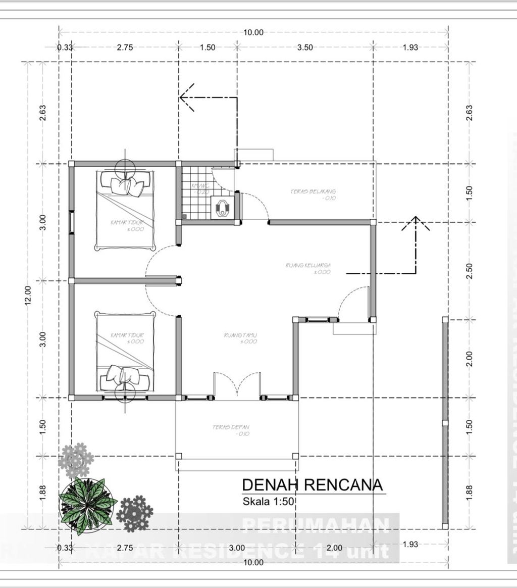 foto denah rumah tipe 36 perumahan HARMONI KAPAR RESIDENCE TAHAP 3