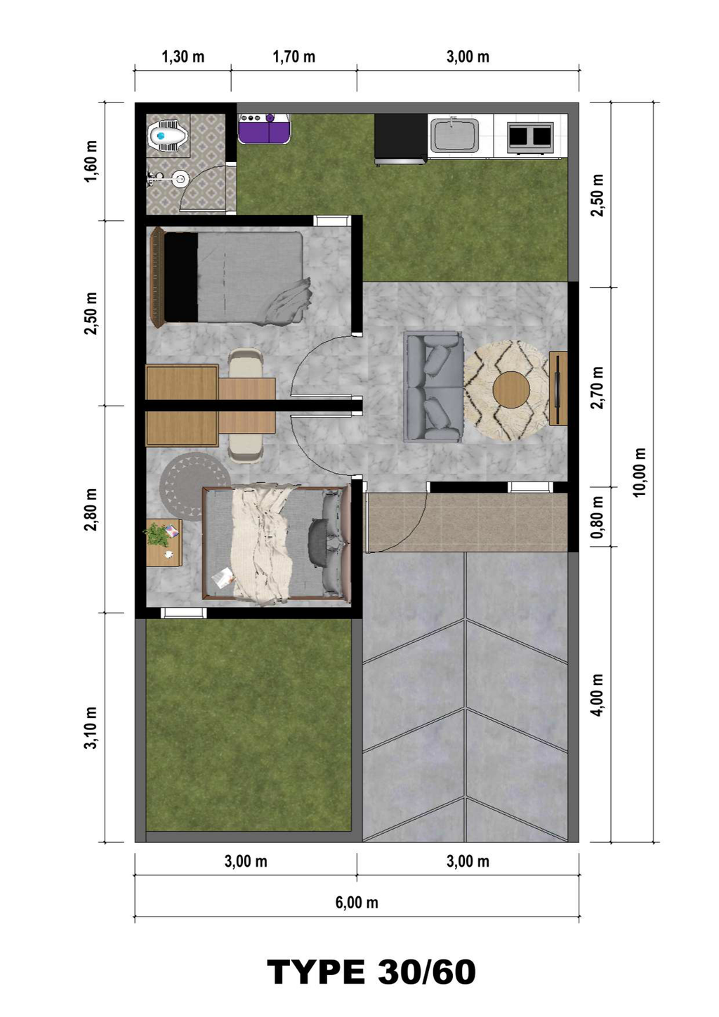 foto denah rumah tipe 30 perumahan PERMATA RESIDENCE