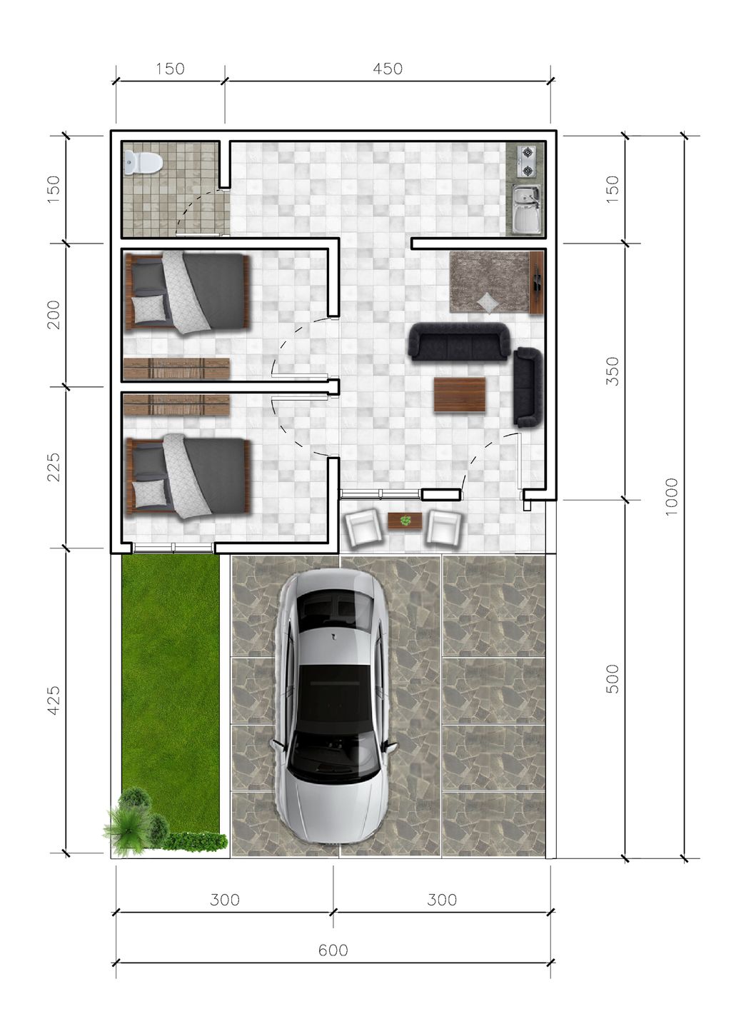 foto denah rumah tipe BLOK A perumahan Grand Nuansa Kotabaru 1