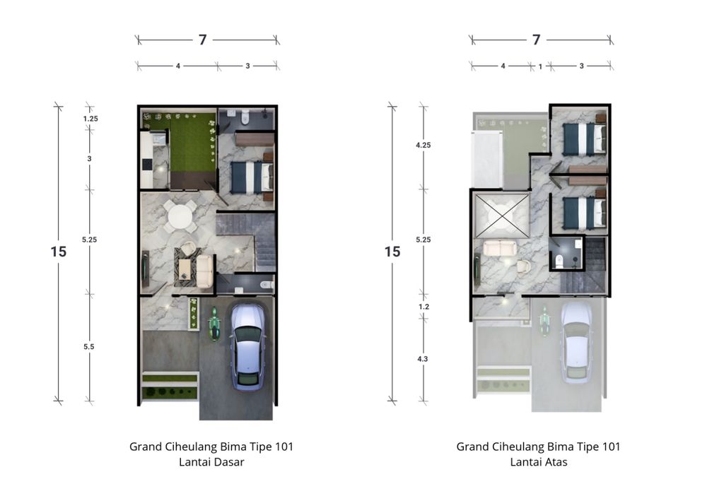 foto denah rumah tipe 101/130 perumahan CIHEULANG REGENCY