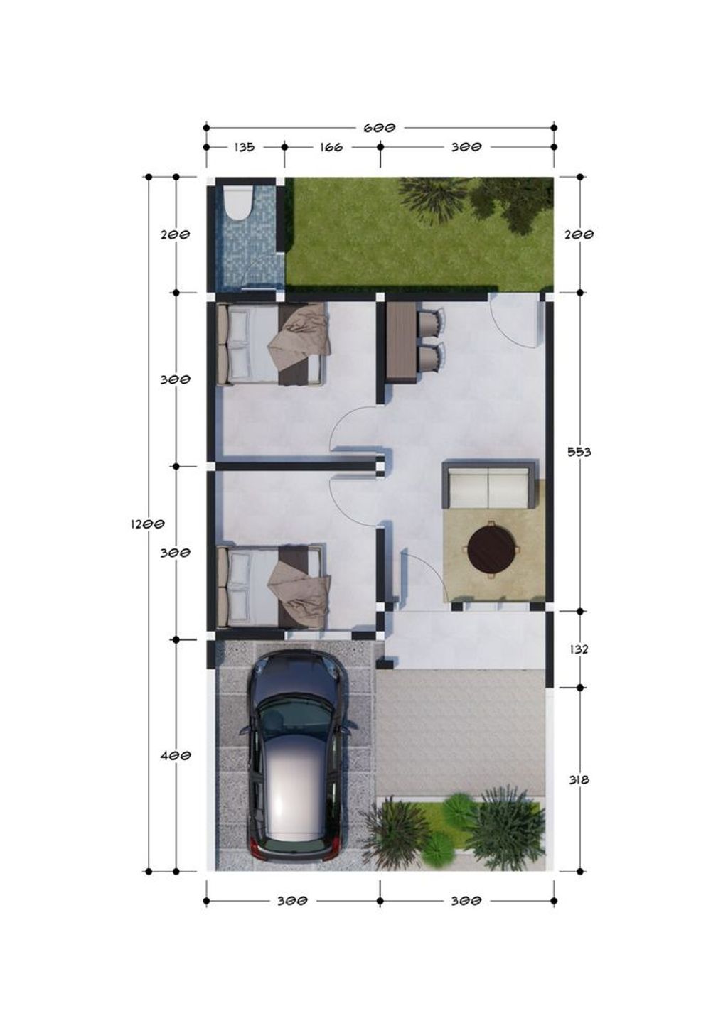 foto denah rumah tipe 36/72 perumahan GRIYA AYU MAJANG 2