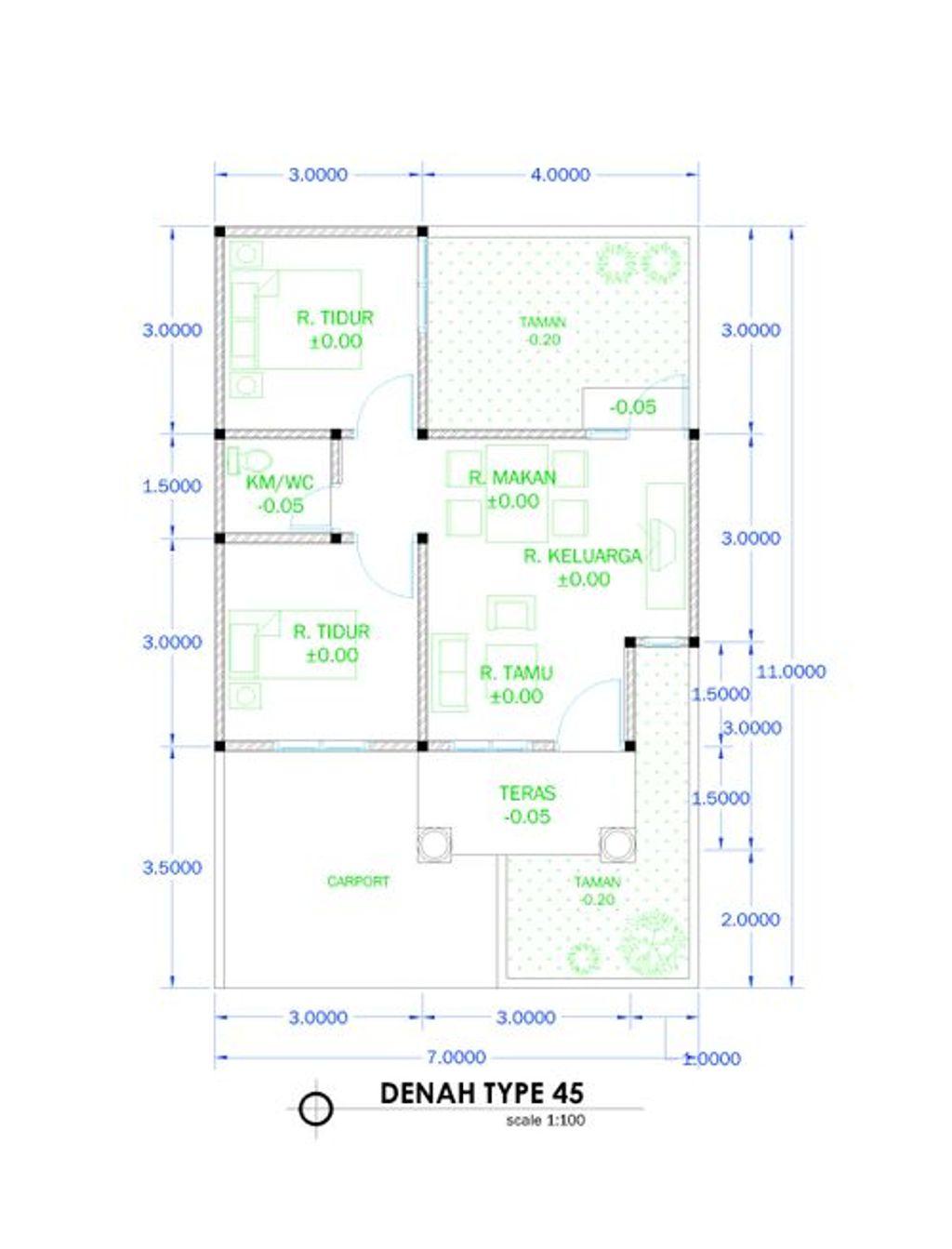foto denah rumah tipe 45/103 perumahan Cluster Royal Sakya