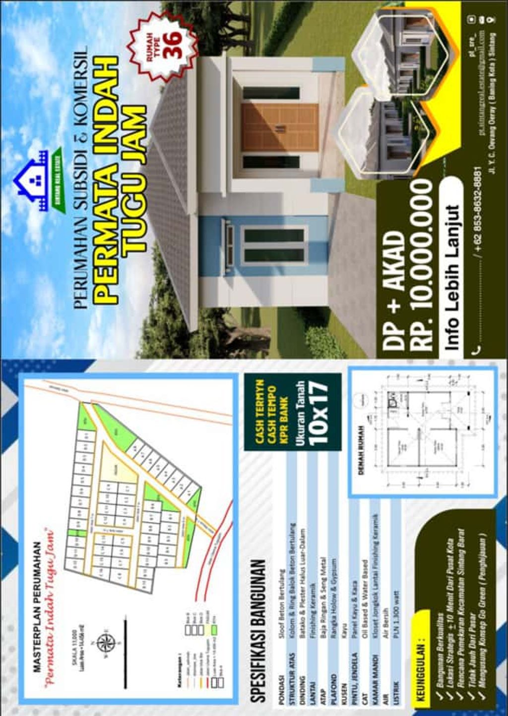 foto denah rumah tipe 36 perumahan PERMATA INDAH TUGU JAM