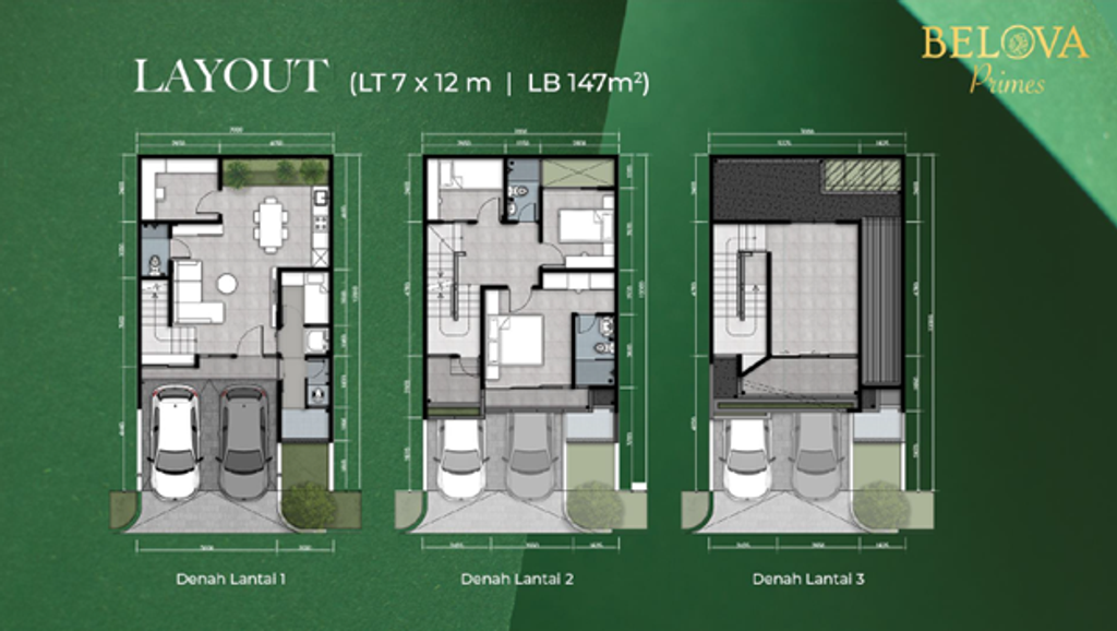 foto denah rumah tipe Belova 147/106 perumahan ADORA