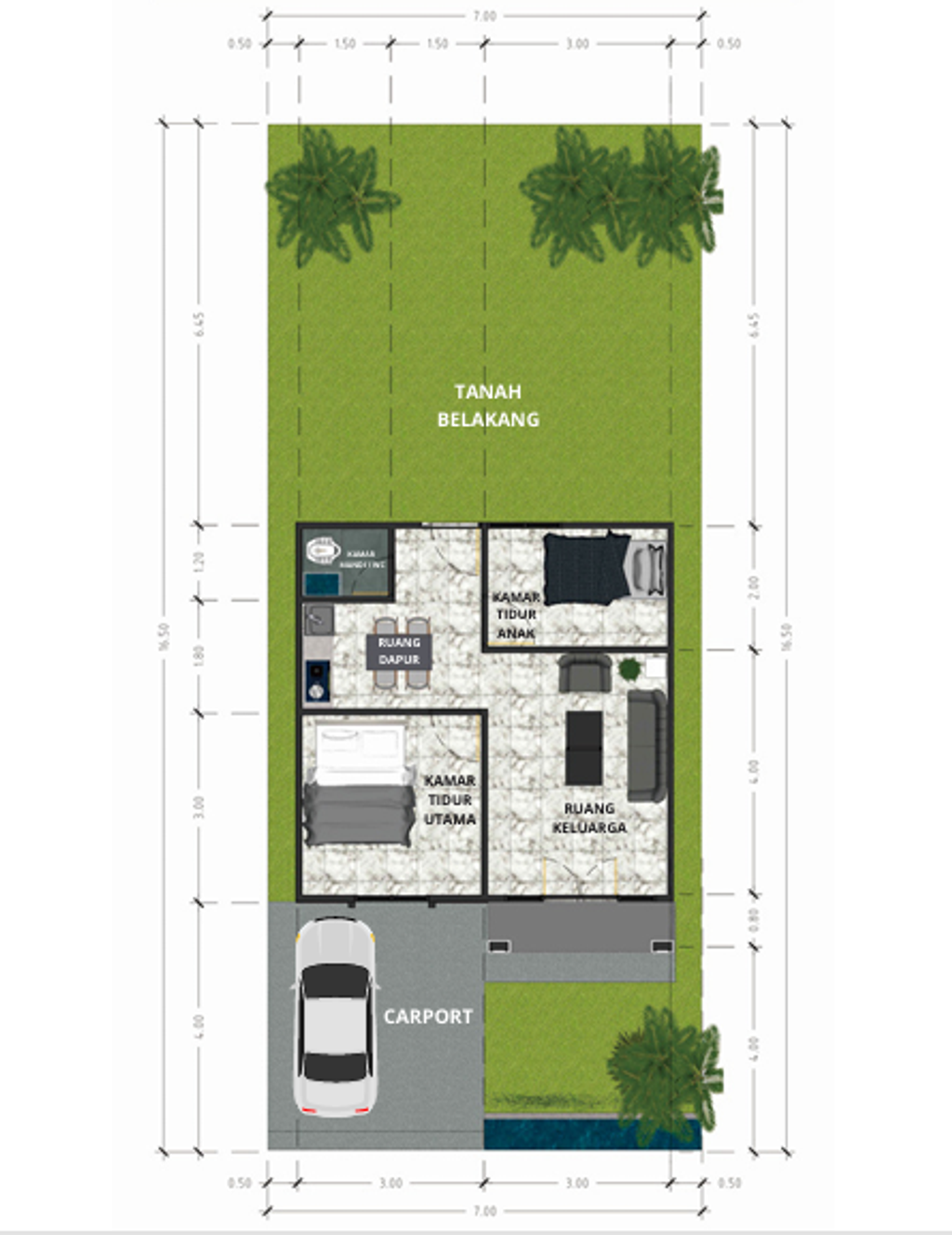 foto denah rumah tipe 36 perumahan PESONA KARYA HILLS TAHAP 2 BLOK B