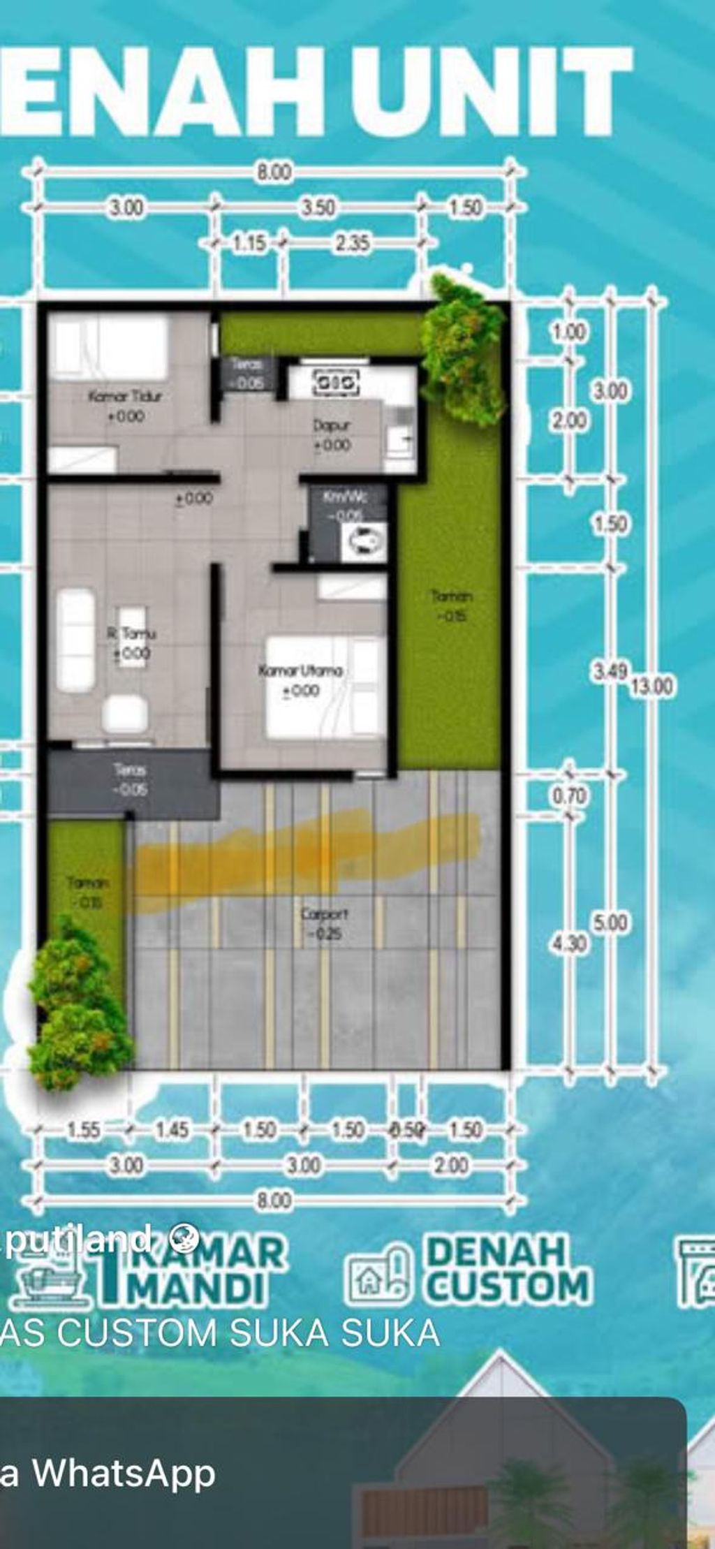 foto denah rumah tipe 36/100 perumahan FAANZA MEKAR RESIDENCE 2