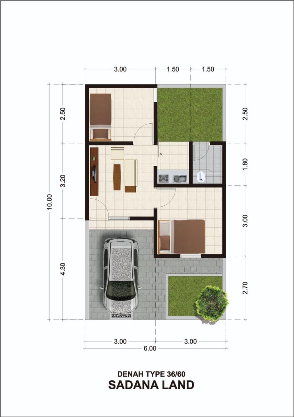 foto denah rumah tipe 36 perumahan Sadana Land I