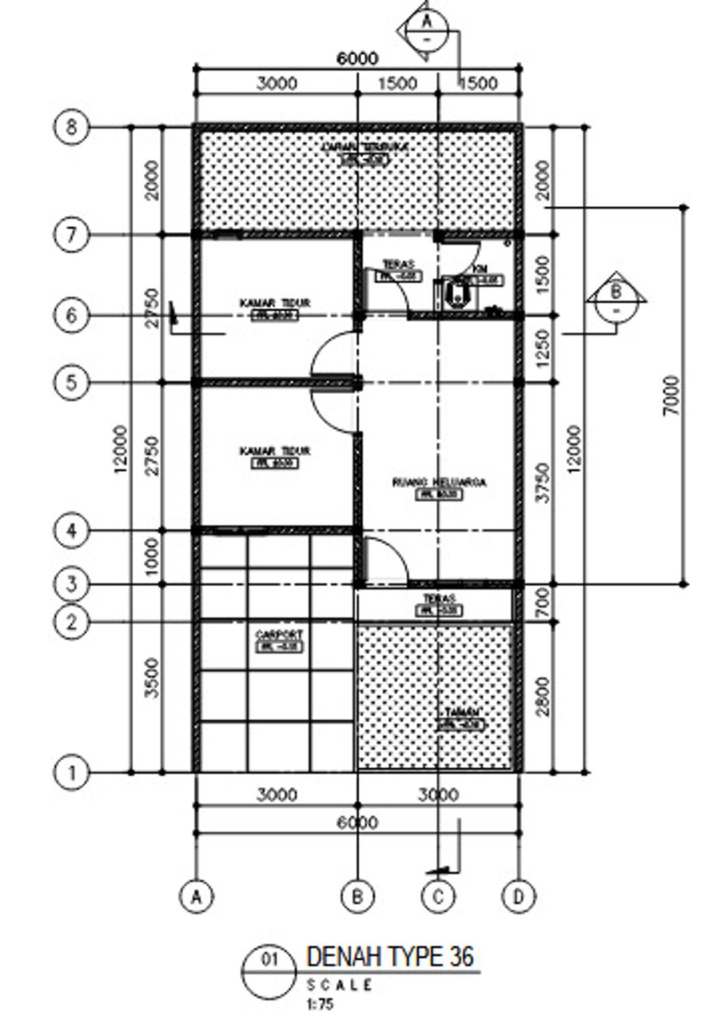 foto denah rumah tipe 36/72 perumahan RAYA PURNAMA 3 TAHAP 2