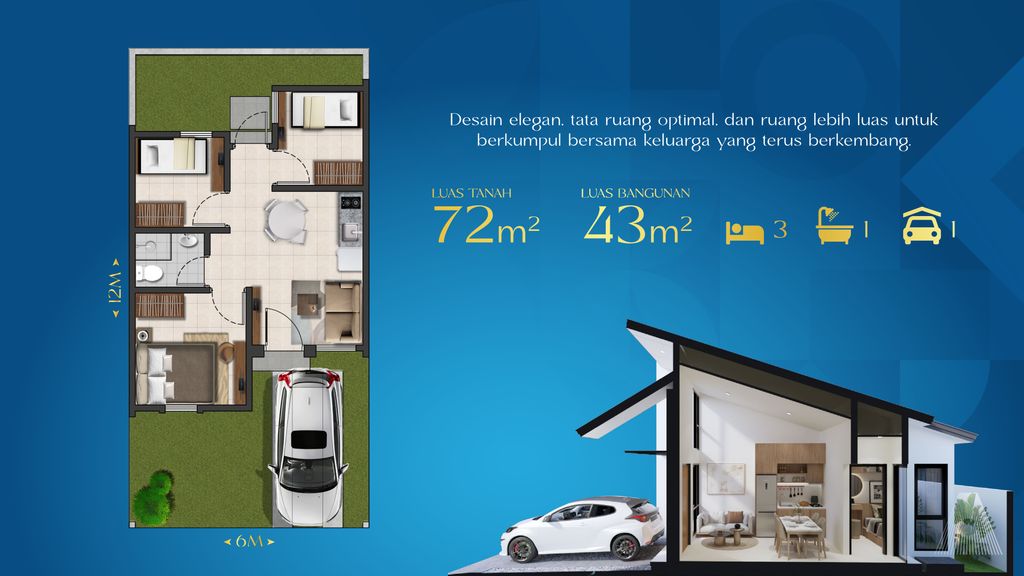 foto denah rumah tipe CAKRA perumahan ANANDAYA