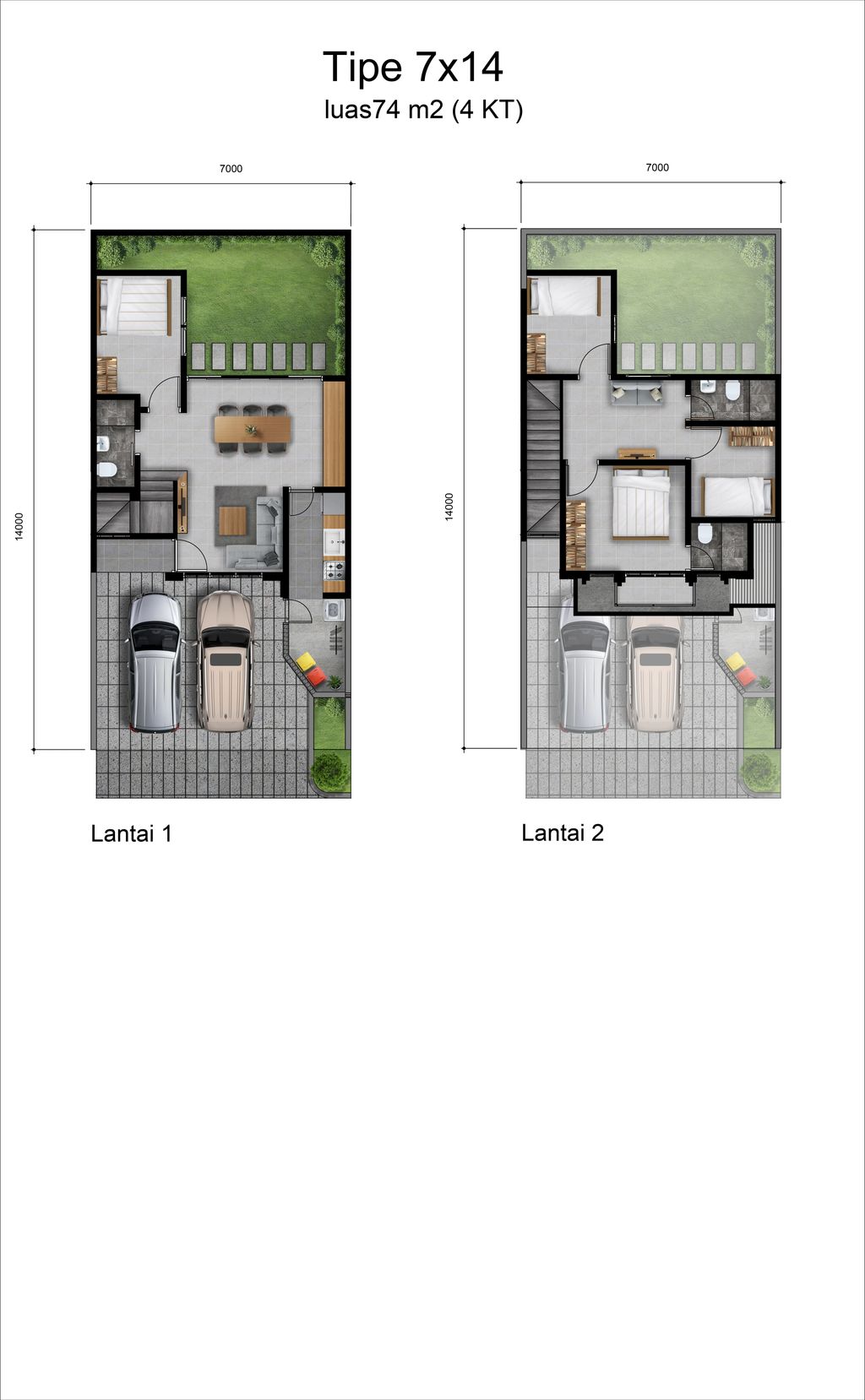 foto denah rumah tipe Myzora 77 perumahan METLAND CIKARANG