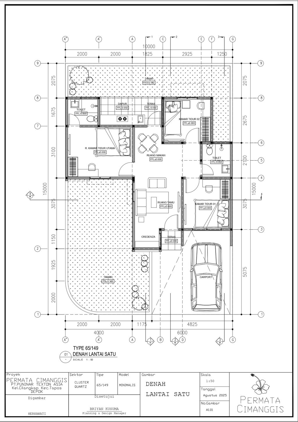 foto denah rumah tipe QUARTZ 65/149 perumahan PERUMAHAN PERMATA CIMANGGIS THP 3