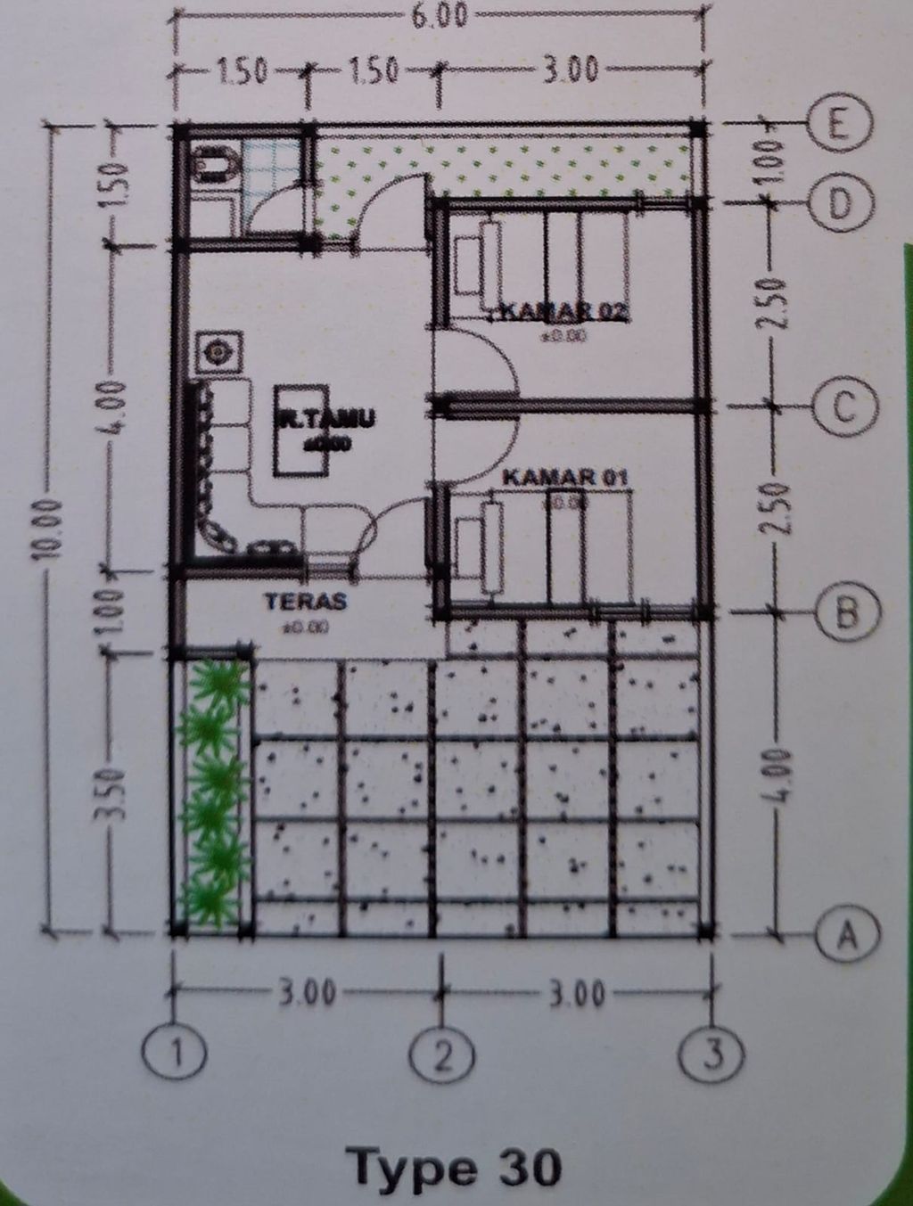 foto denah rumah tipe 30/60 perumahan Green Savana 2