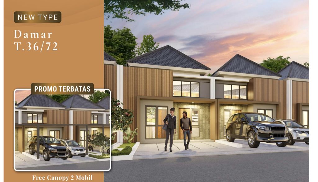 foto tampak rumah tipe DAMAR 36/72 (NOV 25) perumahan Cluster Majapahit-Panjibuwono City-Bekasi