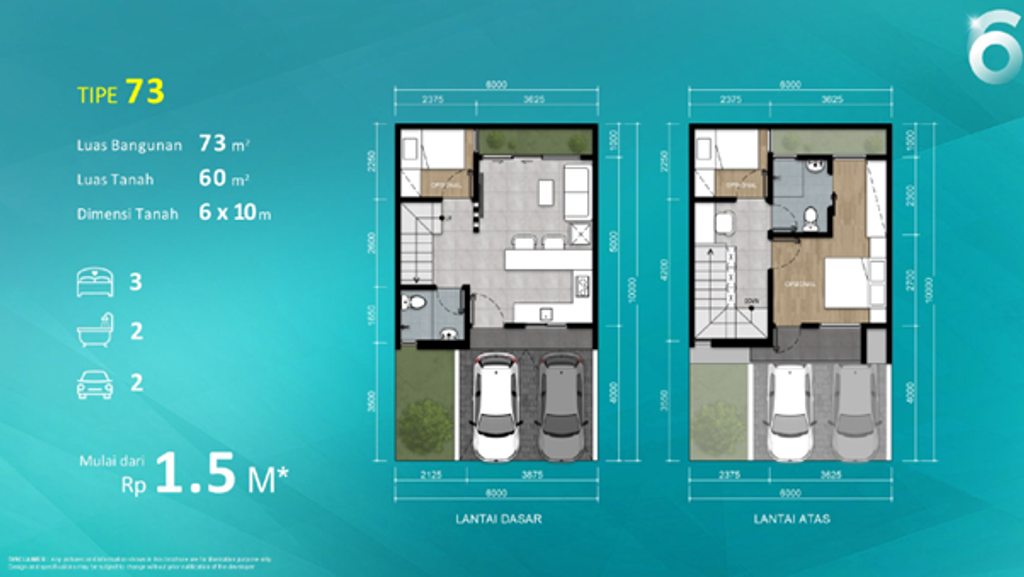foto denah rumah tipe T6 73 perumahan EXCELIA