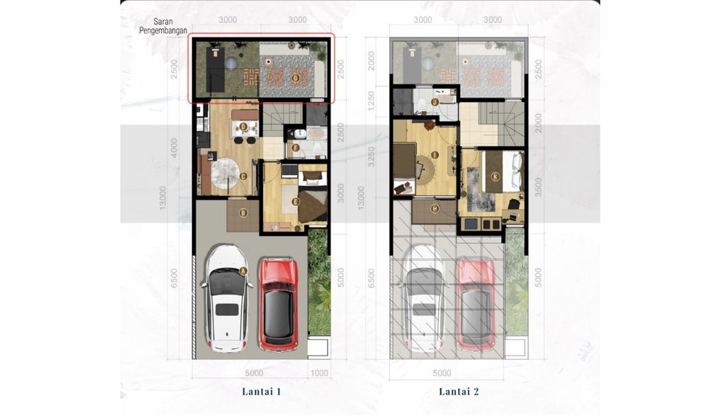 foto denah rumah tipe MANDAPA PREMIUM 58/78 (NOV 25) CASH perumahan Cluster Sriwijaya - Darmawangsa Residence Bekasi