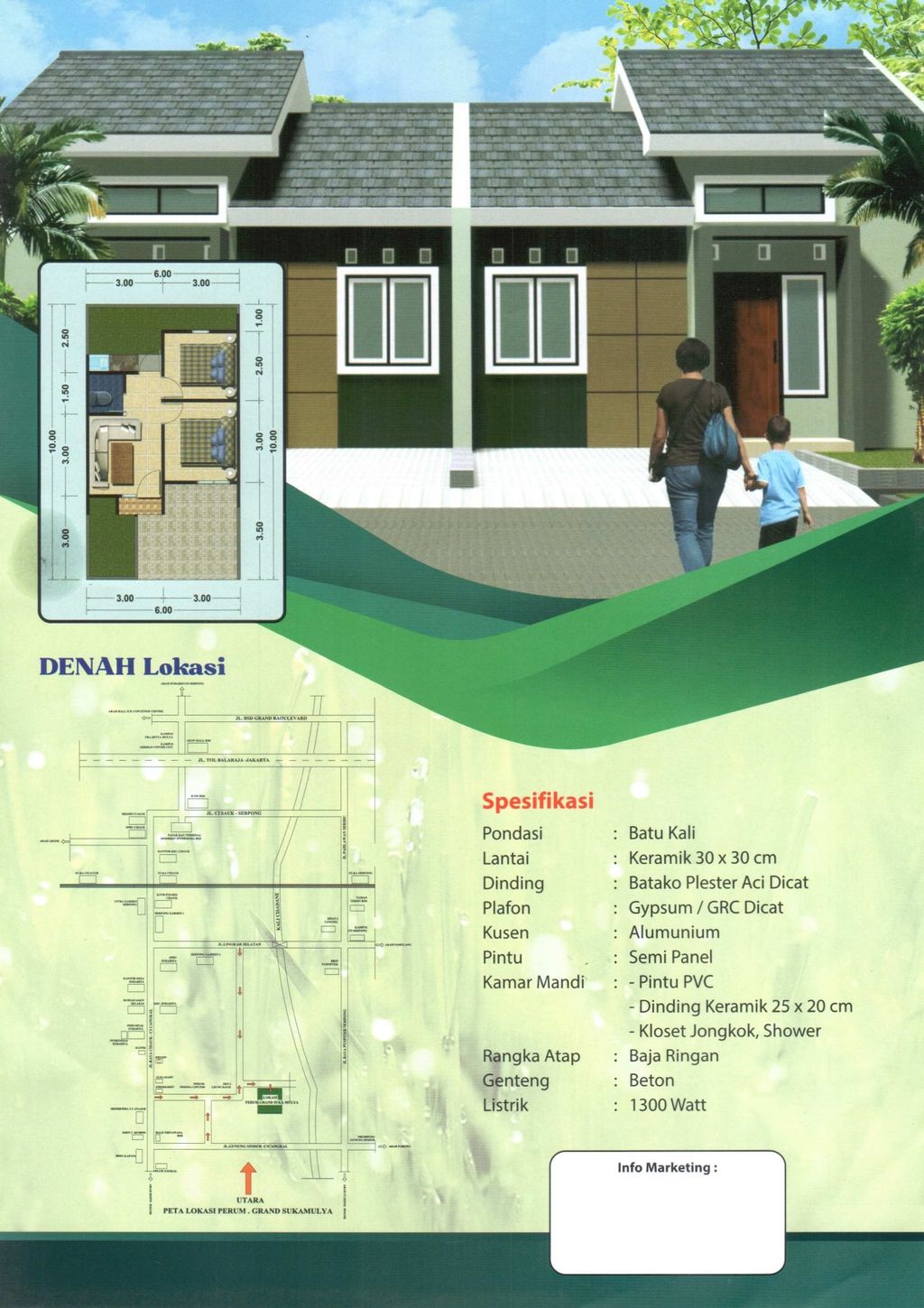 foto denah rumah tipe Subsidi perumahan GRAND SUKAMULYA CISAUK