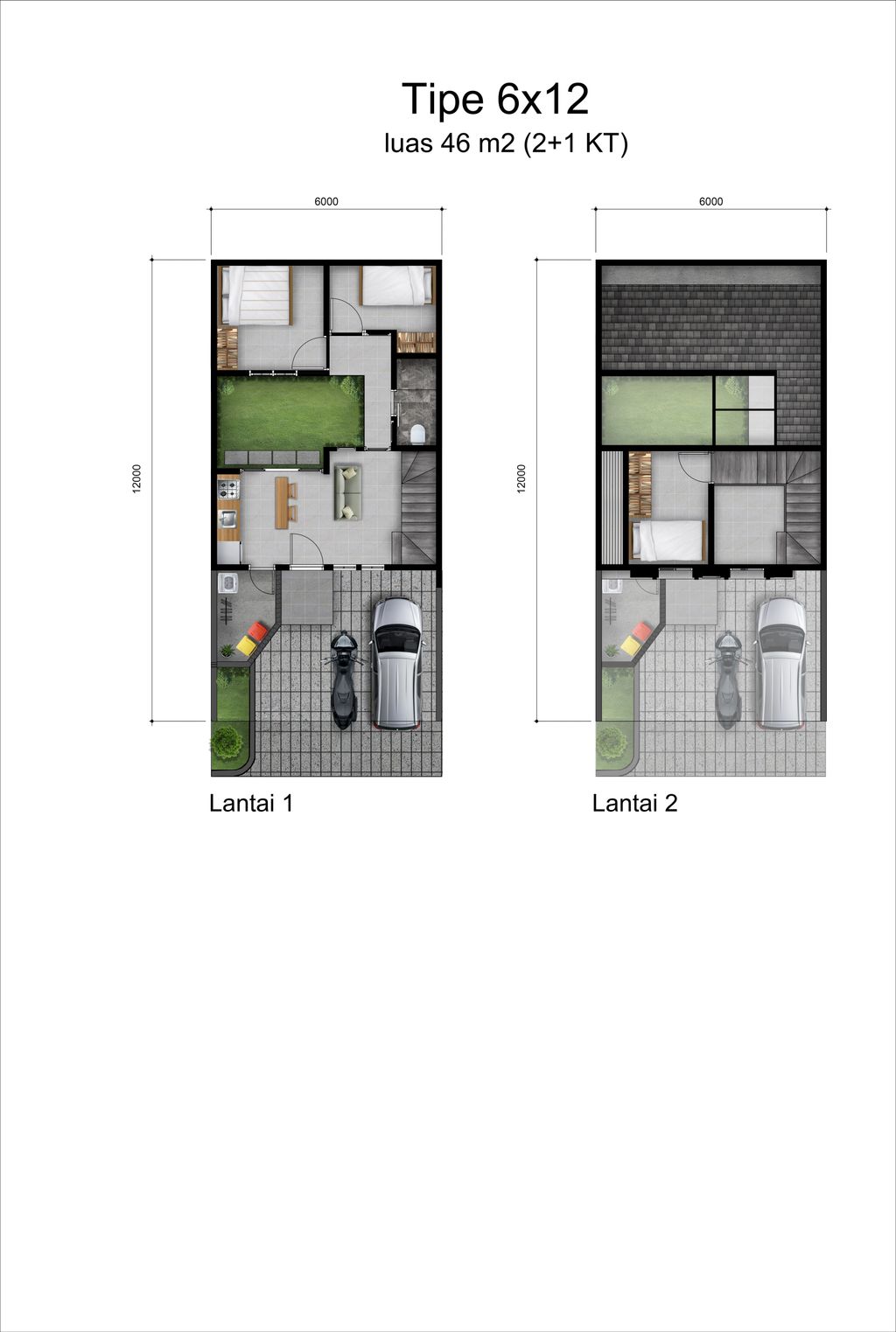 foto denah rumah tipe Myzora 45 perumahan METLAND CIKARANG