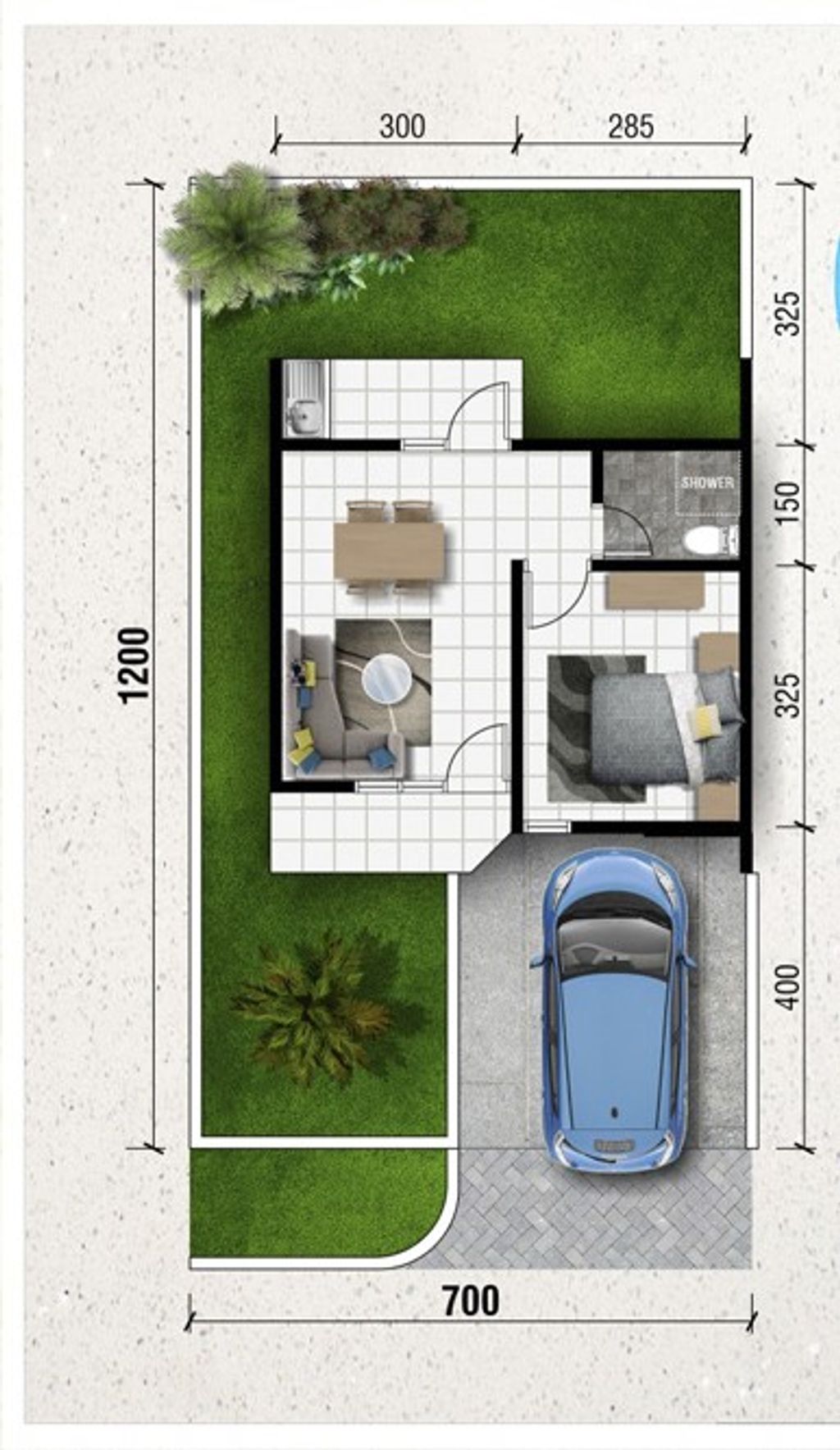 foto denah rumah tipe MIMBA 1 TB.30/LT.76 perumahan Taman Kayangan Tahap IV