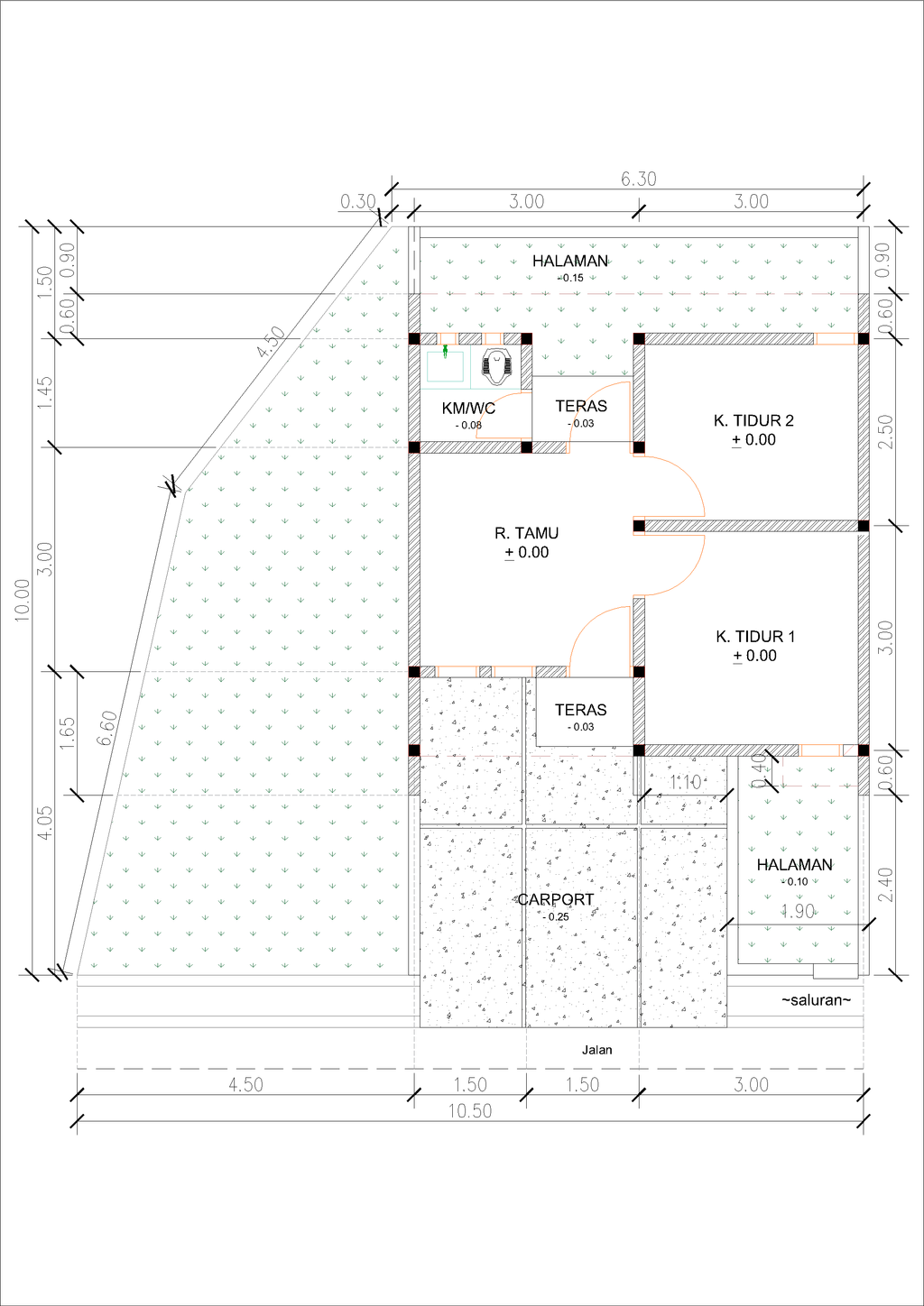 foto denah rumah tipe F34-14 (Al-2026) perumahan Puri Anggrek Serang 3 Kalodran