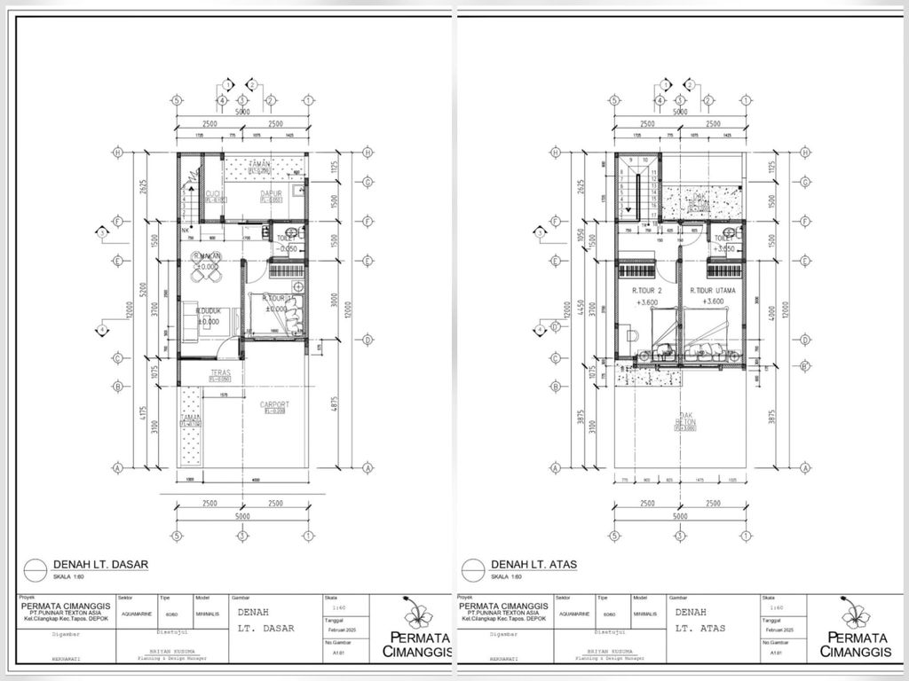 foto denah rumah tipe AQUAMARINE 60/60 perumahan PERUMAHAN PERMATA CIMANGGIS THP 3