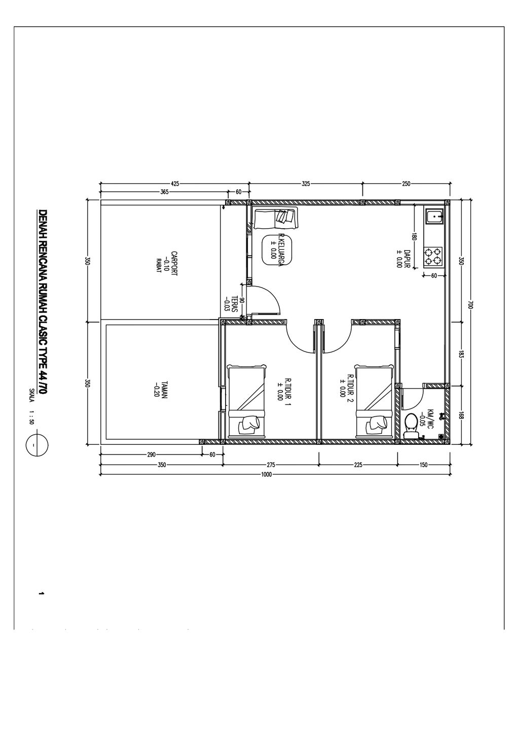 foto denah rumah tipe CLASSIC 44/70. perumahan PANORAMA TAMAN SARI