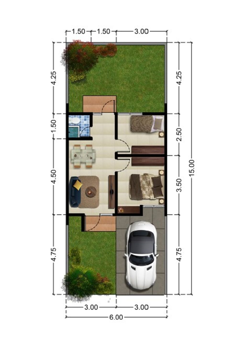 foto denah rumah tipe 38/94 perumahan PALM VILLE REGENCY