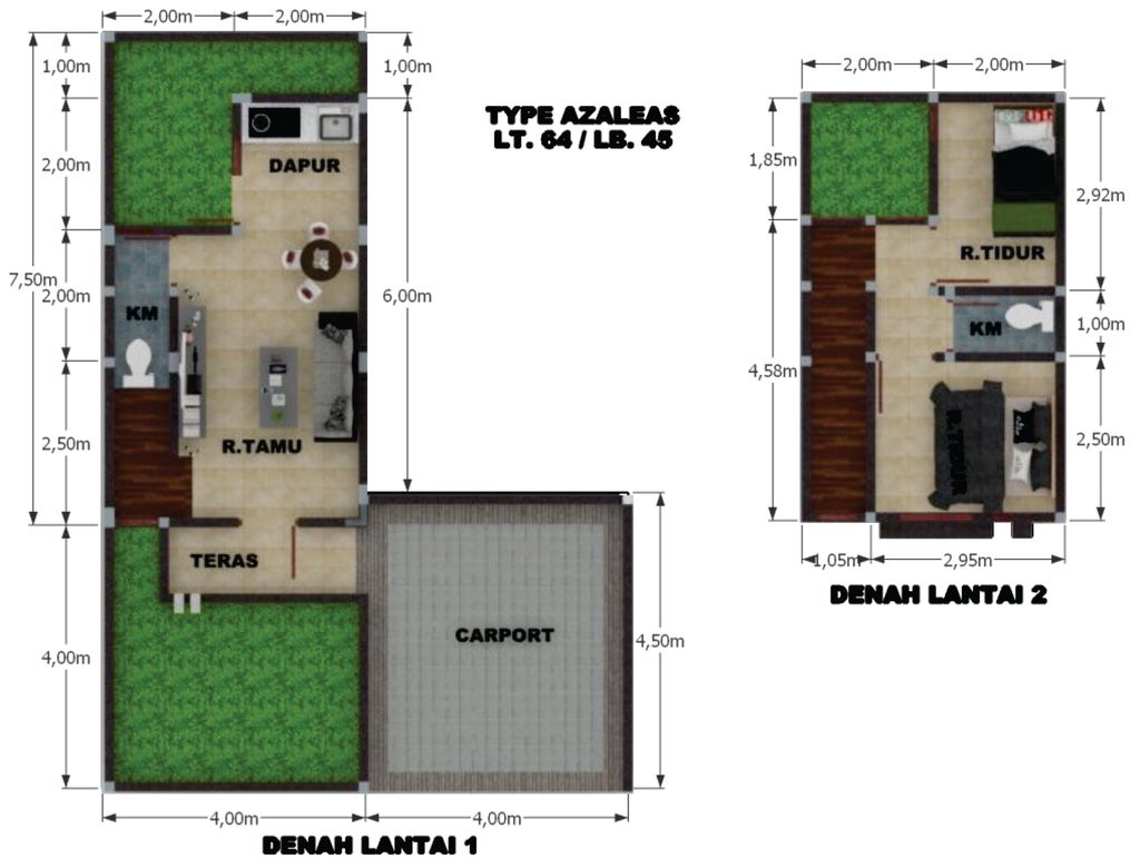 foto denah rumah tipe 45 perumahan The Malya Residence