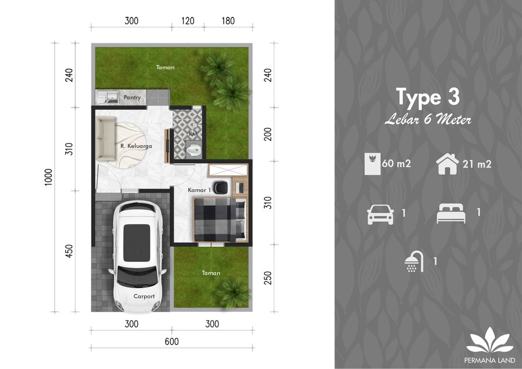 foto denah rumah tipe SCANDINAVIAN perumahan TELAGA KAUTSAR