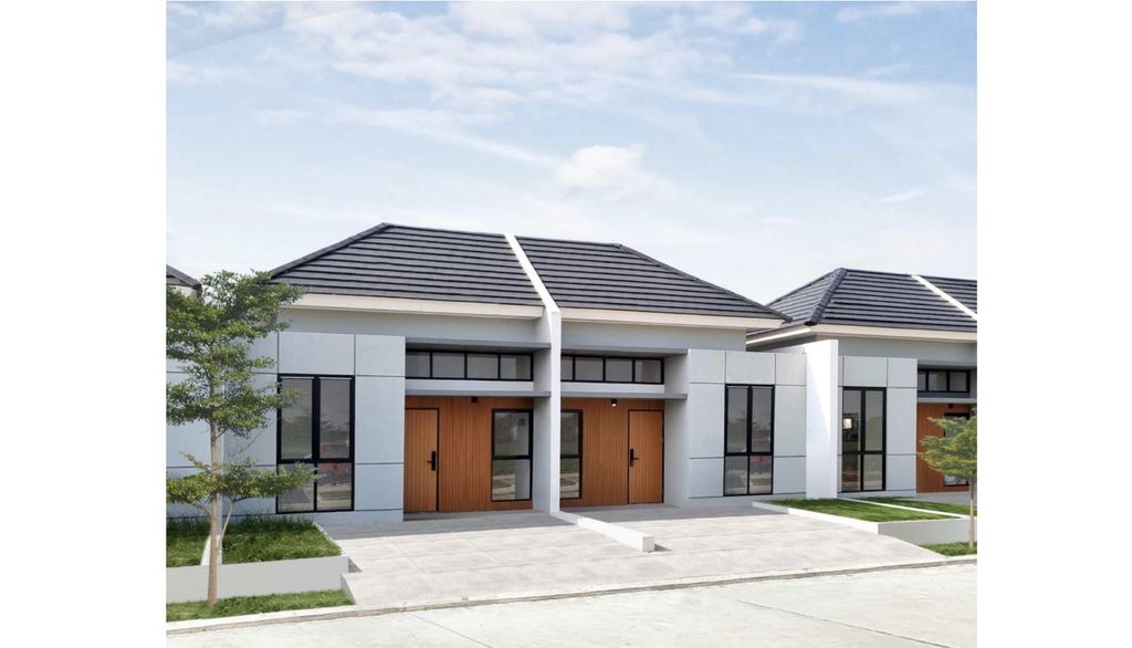 foto tampak rumah tipe MAJAPAHIT 34/72 (AGT 25) CASH perumahan Cluster Majapahit-Panjibuwono City-Bekasi