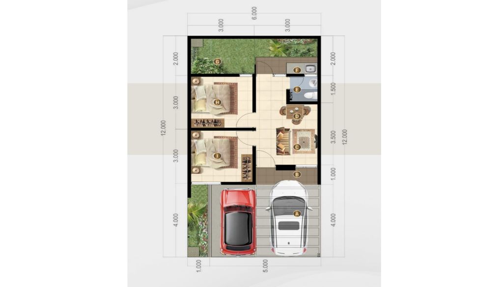 foto denah rumah tipe MAJAPAHIT 34/72 (AGT 25) CASH perumahan Cluster Majapahit-Panjibuwono City-Bekasi