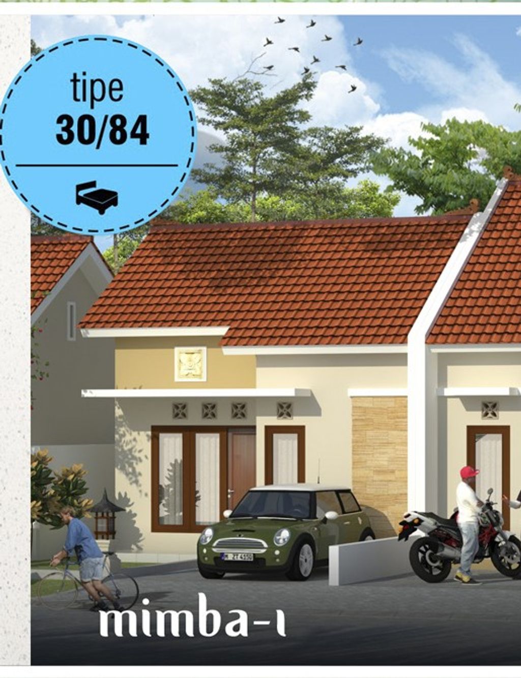 foto tampak rumah tipe MIMBA 1 TB.30/LT.76 perumahan Taman Kayangan Tahap IV