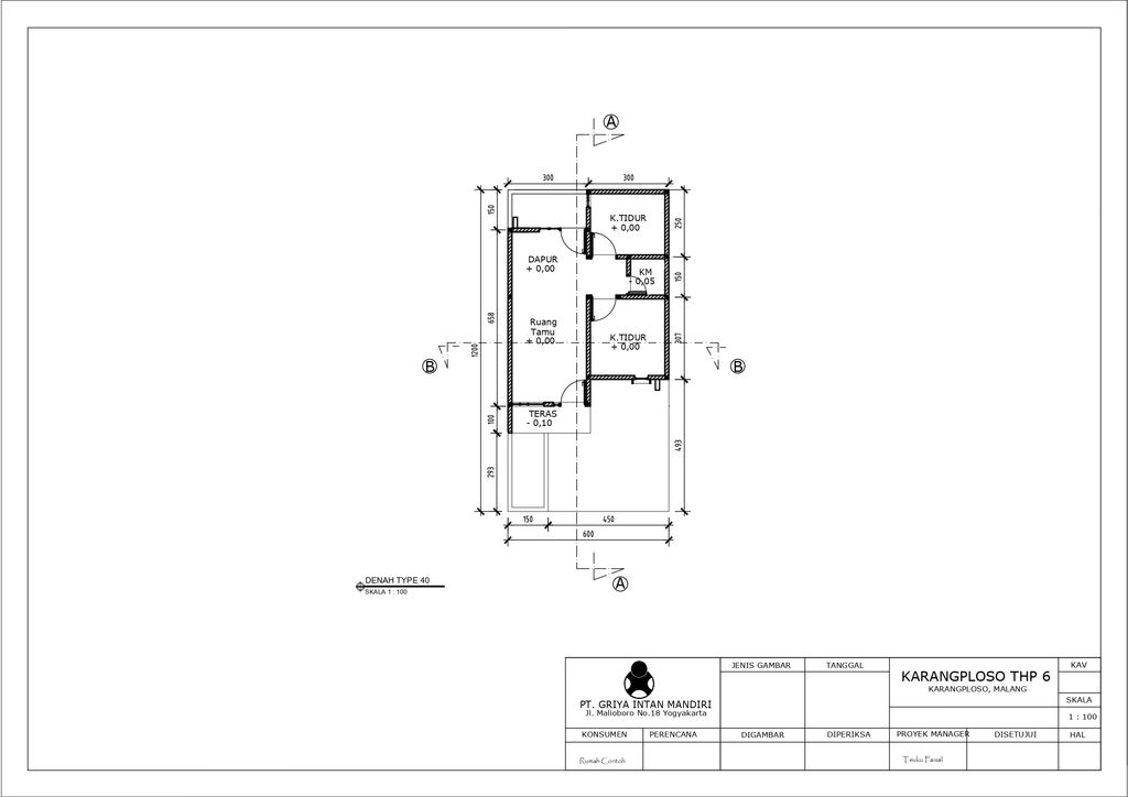 foto denah rumah tipe 40 perumahan Griya Karangploso View