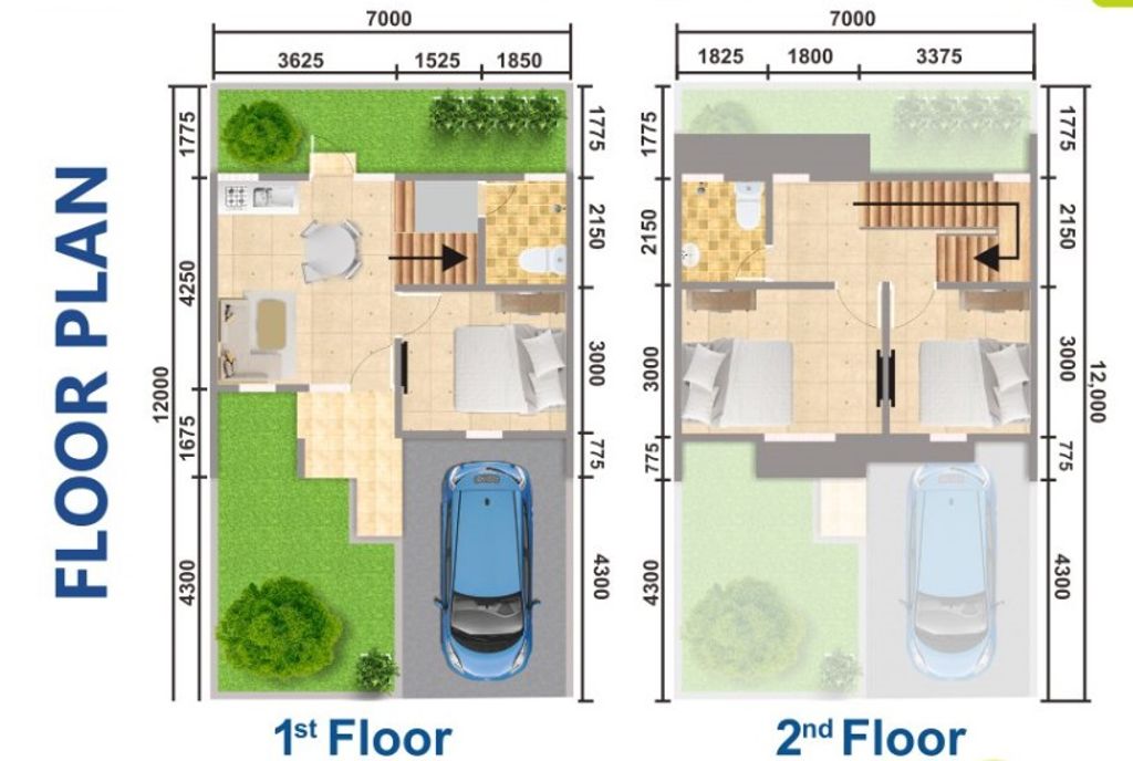 foto denah rumah tipe Gardenia Hoek 69/102 perumahan GRAND CILAMAYA RESIDENCE