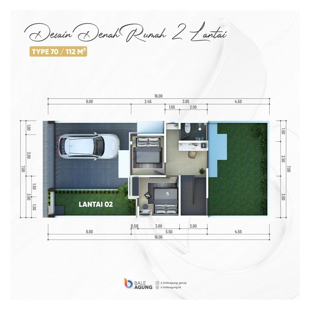 foto denah rumah tipe 70 perumahan GRAND BALE AGUNG GAMER