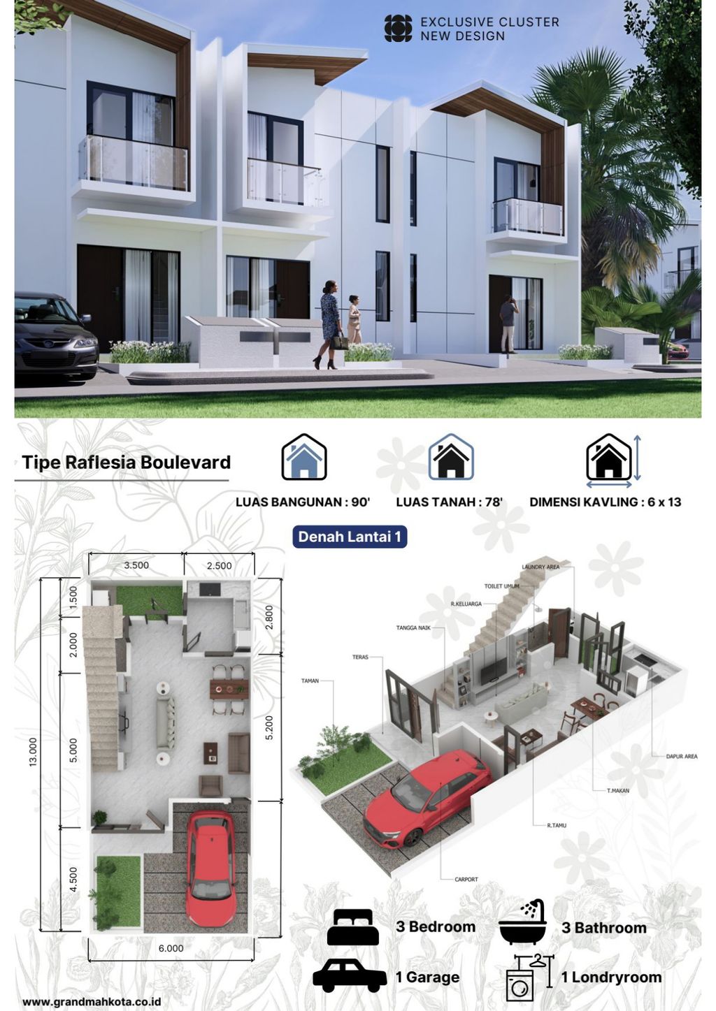 foto tampak rumah tipe 90/78 perumahan GRAND MAHKOTA 2_TAHAP 2