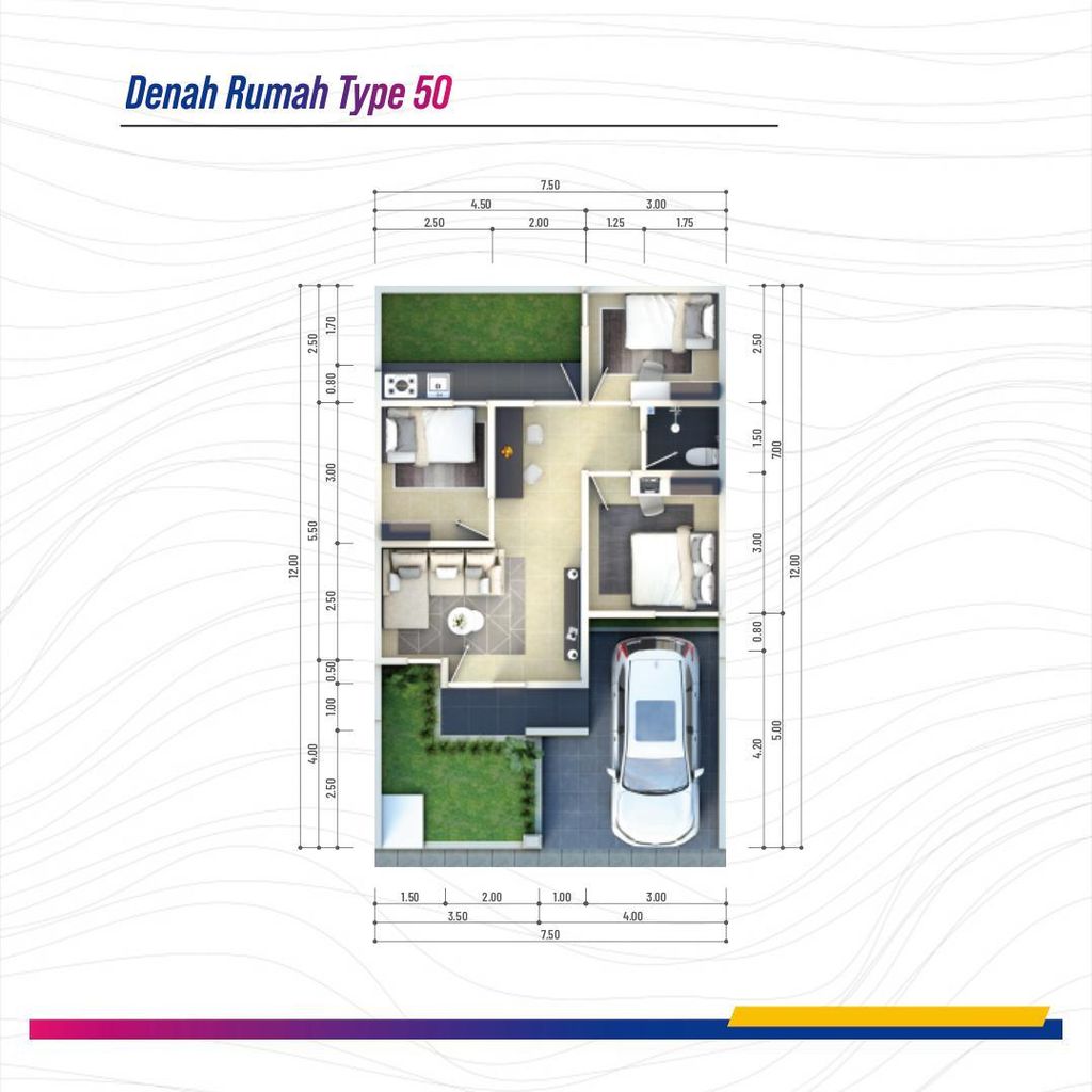 foto denah rumah tipe 50 perumahan GRAND BALE AGUNG GAMER