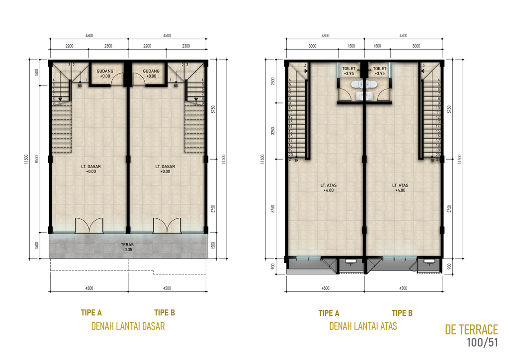foto denah rumah tipe Ruko 100/51 perumahan Grahayana Homes