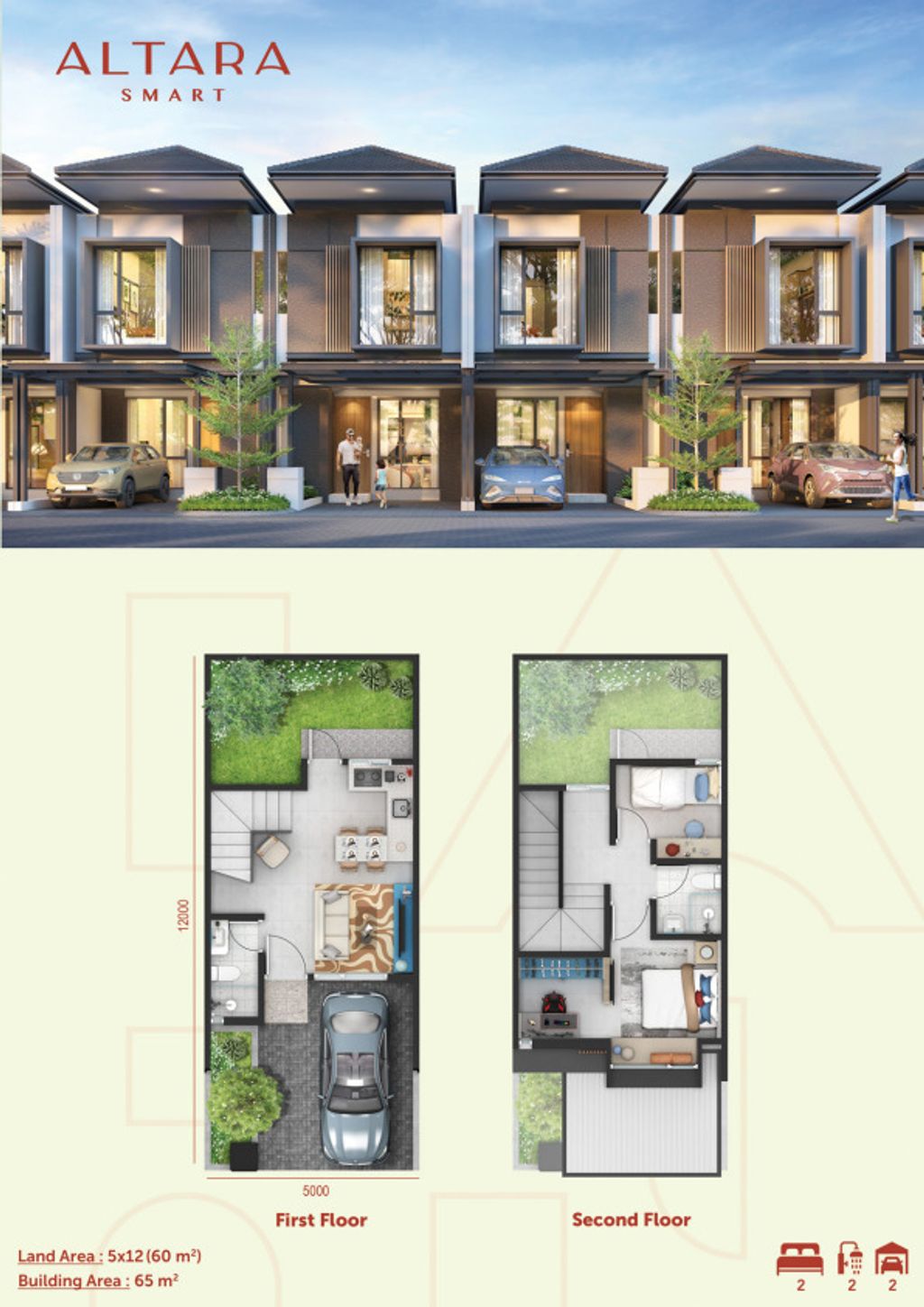 foto denah rumah tipe T.65/60 perumahan GRAND WISATA - CLUSTER ALTARA