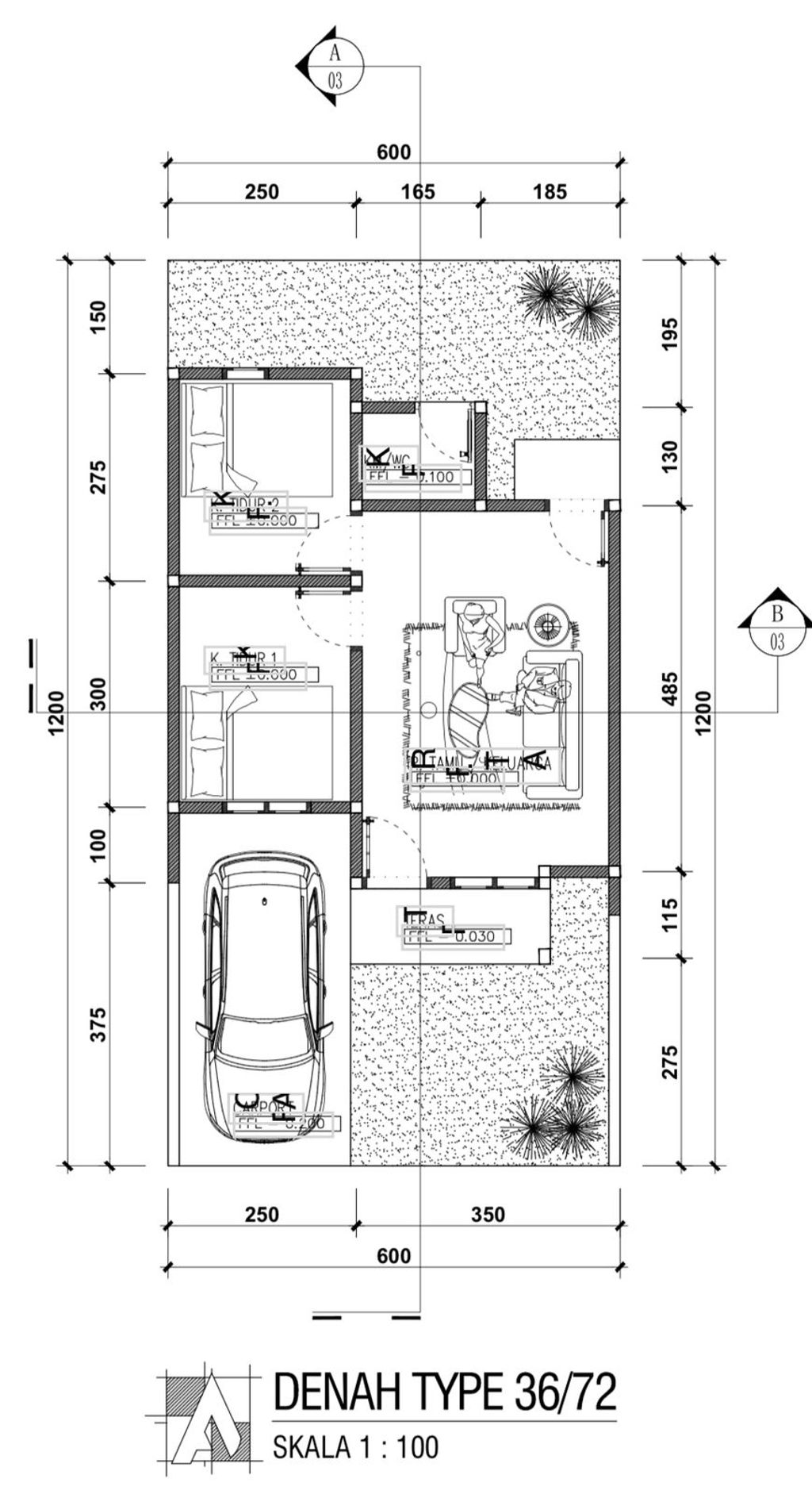 foto denah rumah tipe 36/72 perumahan Perumahan Tutul Kebon