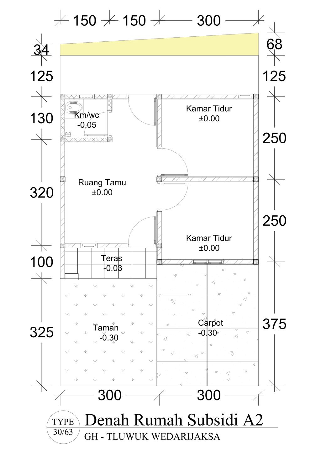 foto denah rumah tipe 30/63 perumahan GREEN HARMONI TLUWUK WEDARIJAKSA