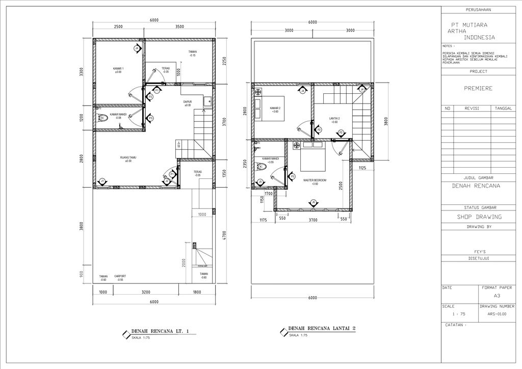 foto denah rumah tipe PREMIERE perumahan MUTIARA GARDEN