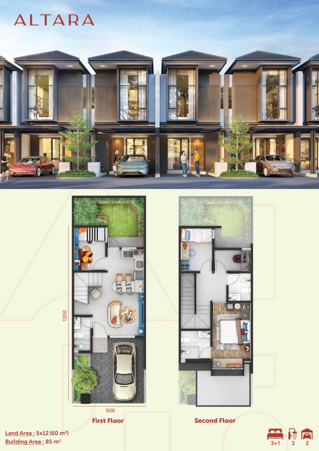 foto denah rumah tipe T. 85/70 perumahan GRAND WISATA - CLUSTER ALTARA