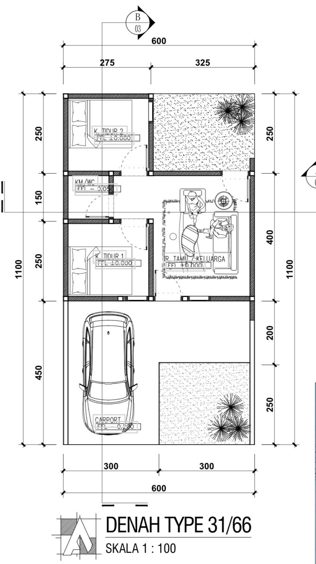 foto denah rumah tipe 31/66 perumahan Perumahan Tutul Kebon