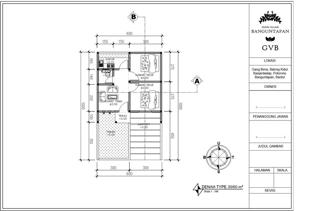 foto denah rumah tipe 30 perumahan Grand Village Banguntapan